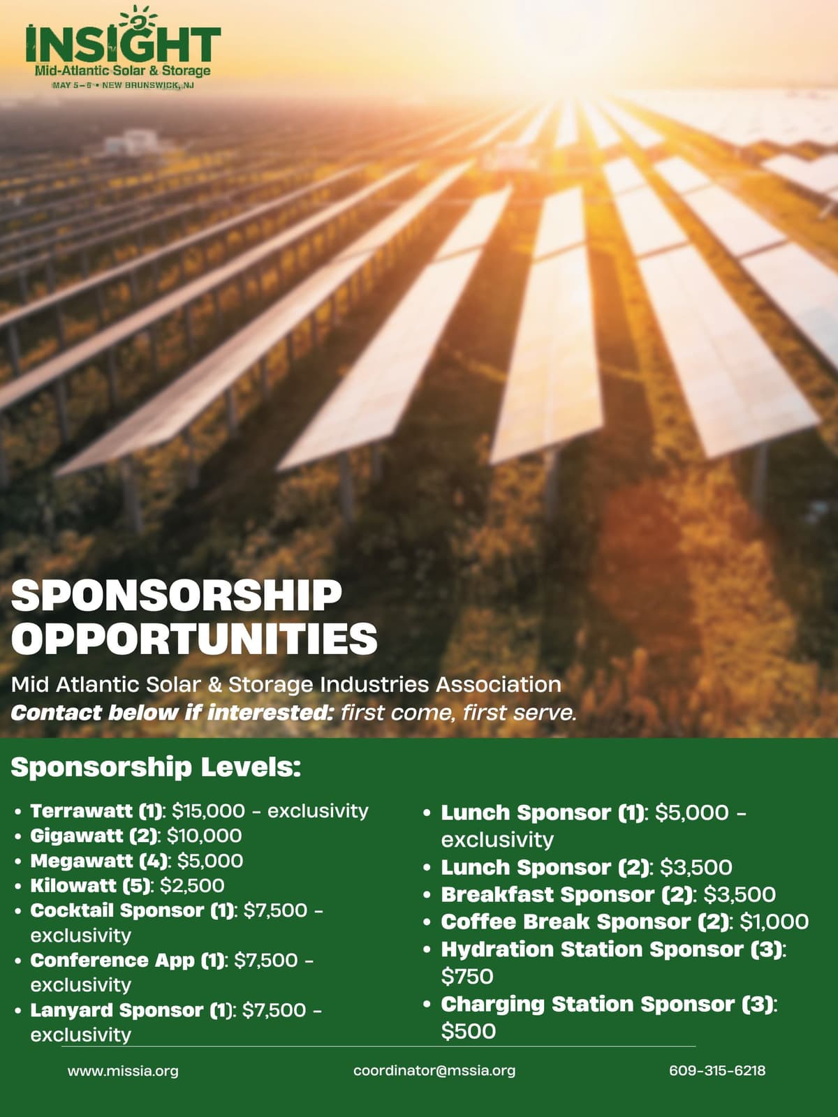 Sponsorship flyer designed by APEERS students for the Mid Atlantic Solar & Storage Industries Association